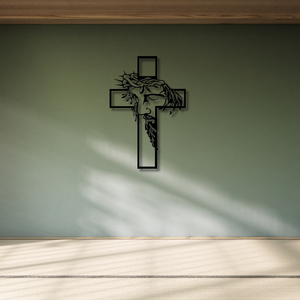 Croix murale en métal noir Jésus Crucifix Sculpture murale suspendue Design religieux (Taille 12,59x9,84 pouces) - Product Image 3