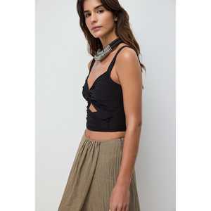 T-shirt pour femme en coton 100% col rond manches longues coupe classique - Product Image 2