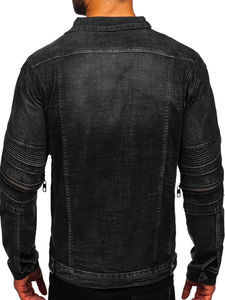 Veste en jean élégante pour homme de haute qualité, toile noire, col montant, vêtements décontractés, vente en gros, disponibilité OEM - Product Image 2