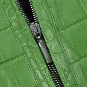 Veste en cuir PU vert pour homme, col rabattu, fermeture éclair, style décontracté, coupe classique, couleur unie, pour l'automne - Product Image 6