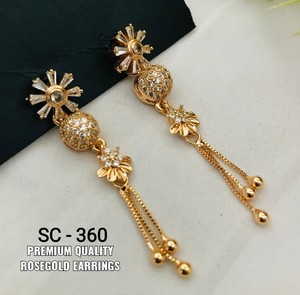 Iroc 18K Gold & Silver Plated Delicate CZ <b>Dangle</b> <b>Earrings</b> Daily Use Fashion Drop <b>Earrings</b> <b>Pearl</b> Main Material Brass Weddings - Product Image 1