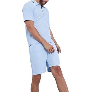 Camiseta Polo de talla grande con logotipo gráfico personalizado para hombre, conjuntos cortos cortavientos, conjunto de pantalones cortos de 2 piezas, conjuntos lisos de verano - Product Image 3