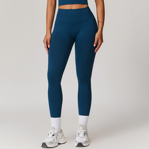 Women's High Waist Solid Yoga <b>Leggings</b> Full Length Elastic Waist Tummy Control Spandex Nylon Pants - Product Image 5