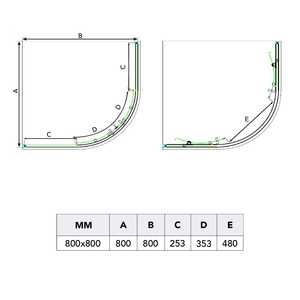 ลิมา ชุดห้องอาบน้ำกระจกโค้งมน 80x80 ซม. กระจกใสกึ่งวงกลม 4 มม. - Product Image 6