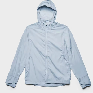 Chaqueta cortavientos de lona ligera para hombre, transpirable e impermeable con capucha con cuello levantado para actividades al aire libre - Product Image 1