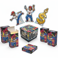 Boîtes en papier personnalisées imprimées holographiques pour biscuits, bonbons, fleurs exotiques, céréales, sacs en mylar découpés avec des boîtes assorties, BOPP résistant à l'humidité
