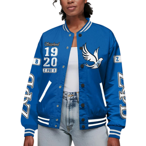 Zeta Phi Beta 1920 Blue <b>White</b> ZPB Sorority Varsity Letterman Jacket Greek Life Chenille Patch Founders Edition - Product Image 1