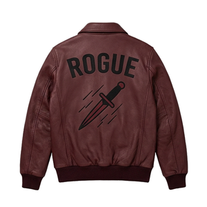 Chaqueta de Cuero Marrón de Última Moda para Hombre, Chaqueta de Motero con Bordado de Daga, Chaqueta de Calle Color Borgoña, Ropa Estilo Outlaw OEM - Product Image 2