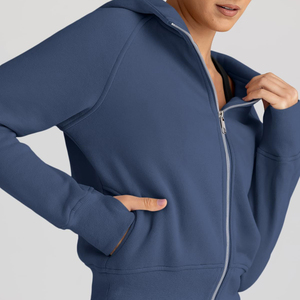 Winter Wear Zipper-up Short Hoodies Custom Women casual,streetwear,Drop Shoulder, figuras, transpirable, Eco-friendly,hoodies,Knitted - Product Image 1