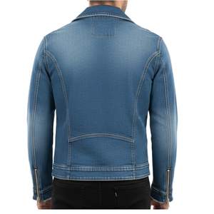 แจ็กเก็ตยีนส์มีซิปแบบไม่สมมาตรมีกระเป๋าหลายใบขายดี - Product Image 2