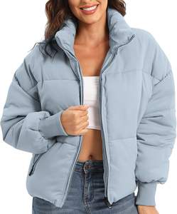 2025 veste matelassée en Satin personnalisée pour femmes veste d'extérieur d'hiver courte avec doublure en Nylon Techniques imprimées léger brillant - Product Image 1