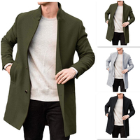 Traje de Invierno para Hombre, Abrigo de Lona con Forro Polar, Cuello Redondo, Color Sólido, Abrigo Largo Reversible con Piel de Zorro, Antiarrugas