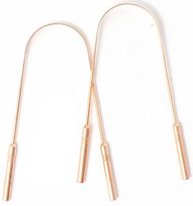 Limpiador y raspador de lengua en forma de U de cobre puro y acero inoxidable, duradero para uso doméstico - Product Image 5