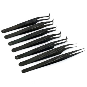 Pince à épiler de volume de botte professionnelle pince à cils à pointe en fibre pince à épiler d'isolation à pointe incurvée et droite pour extensions de cils - Product Image 3