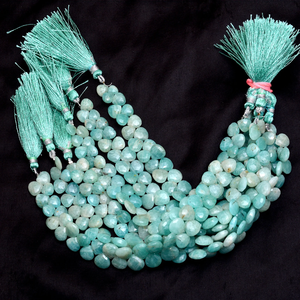 Amazonita piedra preciosa corazón Briolette 8mm-10mm cuentas facetadas Natural Multi amazonita piedras preciosas semipreciosas cuentas facetadas para joyería - Product Image 3