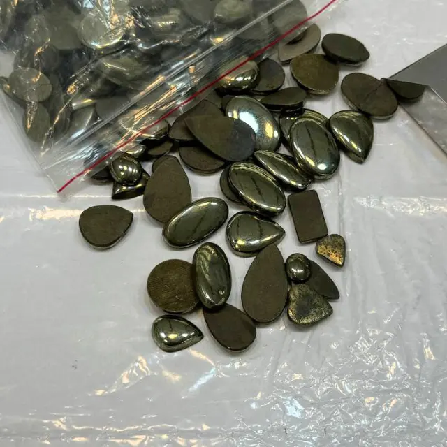 Wholesale Top Grade Natural Pyrite Loose Gemstone Mixed Cabochon for DIY Jewelry Making Available in Custom Size and Shape