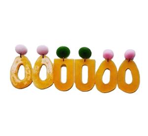 Pendientes de Aro de Resina Azul Claro con Remolino, Circulares, Gruesos y Atrevidos, con Turquesa, para Fiestas, Bodas y Eventos, para Chicas, al Mejor Precio - Product Image 2