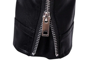 Leather <b>Jacket</b> with <b>Mandarin</b> <b>Collar</b> Winter Canvas Waterproof Breathable Windproof Anti-UV High Street Style for Men - Product Image 3