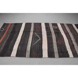 Tapis vintage 4,5x9,1 pieds, grand tapis turc, tapis floral brun et blanc - Product Image 3