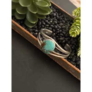 Navajo Handmade Mine 8 Turquoise & Sterling <b>Silver</b> Fashion <b>Cuff</b> <b>Bracelet</b> - Product Image 4