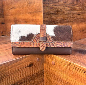 กระเป๋าคลัทช์ใส่โทรศัพท์สำหรับผู้หญิงสไตล์วินเทจหนังวัวสีน้ำตาลสไตล์ตะวันตก - Product Image 2