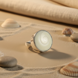 Rose Gold & 18K Plated <b>Silver</b> Shell <b>Statement</b> <b>Ring</b> for Women Fashionable & Trendy Inlay Jewelry Gift Idea - Product Image 3