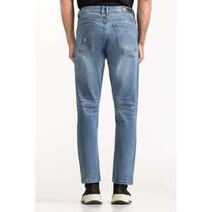 Vaqueros vintage de cintura media rectos MN-JNS-WS24-005 de mezclilla lavada a la piedra con diseño de patchwork, tejidos, para invierno, en colores claros y oscuros, con opciones de corte alto y bajo. - Product Image 2