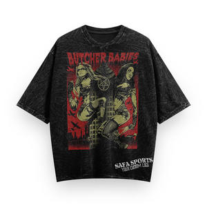 Camiseta de hombre de gran tamaño en blanco de alta calidad de algodón orgánico pesado con logotipo de Cuello estilo Punk con letras impresas personalizadas - Product Image 3