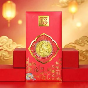 Coffret de pièces commémoratives en feuille d'or pour cadeaux d'entreprise, Nouvel An, Trois Moutons, Enveloppe Rouge Porte-Bonheur, Personnalisable - Product Image 6