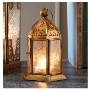 Accesorios de decoración de farol de mesa de metal y cristal al por mayor con asa para la decoración del hogar de la sala de estar y el uso de velas - Product Image 6