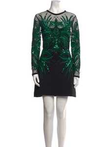 เดรสค็อกเทลยาวเต็มตัวป้องกันไฟฟ้าสถิตย์ของผู้หญิงหรูหราพร้อมคอกลมไม่มีสายหนังงานปักตาข่ายและแขนประดับด้วยไข่มุก - Product Image 3