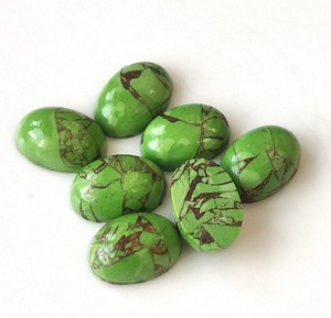 Cabujón ovalado turquesa de cobre verde 3x5mm-20x30mm Piedra preciosa natural suelta con parte posterior plana para la fabricación de joyas Precio al por mayor - Product Image 4