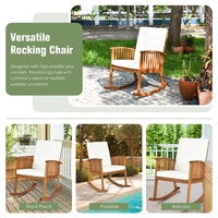 Chaise berçante en bois confortable pour balcon de porche de la piscine siège confortable et coussin épais naturel élégant durable et robuste
