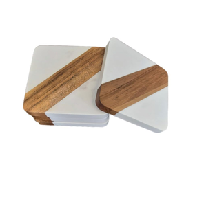 Popular Customized <b>Marble</b> and Wood Coaster Handmade <b>Square</b> Eco-Friendly Reusable Coaster with Custom Printing Designs - Product Image 5