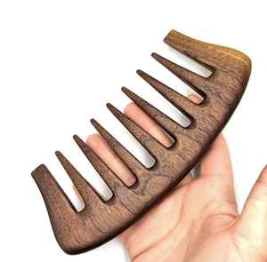 หวีไม้ไผ่สำหรับฟันกว้างทำจากไม้ธรรมชาติป้องกันไฟฟ้าสถิตย์หวีซี่ห่างจากงานหัตถกรรม tayyab - Product Image 4