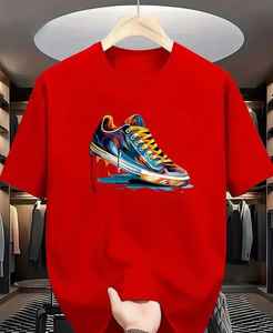 T-shirt pour homme, essentiel, ultra doux, confortable, été, écologique, appliques, denim, batik, tissus en velours côtelé, 100% coton, patchs - Product Image 2