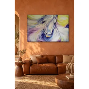 Fida White Horse Head with Pastel Colored Mane <b>Canvas</b> Print - Product Image 4