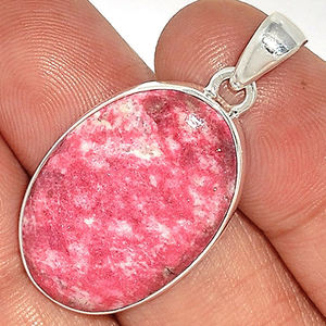 จี้เงินแท้925ทำด้วยมือสไตล์น่ารักอัญมณีธรรมชาติจี้รูปไข่แข็งอัญมณีสีชมพูสำหรับผู้หญิง - Product Image 3