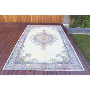 Alfombra Turca Vintage de Lana Azul, 6x9.6 pies (184x293 cm) - Product Image 1