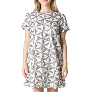 Abito da donna Gracia bianco taglia M, modello dritto con motivo geometrico glitterato - Product Image 4