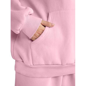 2025 moda mujer polar corto chándal logotipo personalizado Jogger Sudadera con capucha conjunto gimnasio Fitness Streetwear ropa marca Boutique al por mayor - Product Image 6