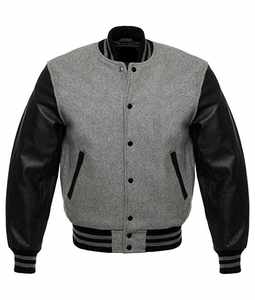 Men's Wool Letterman Real Leather Varsity Jacket for Men Custom Black With Custom Color Embroidery Logos Jacket - Product Image 1
