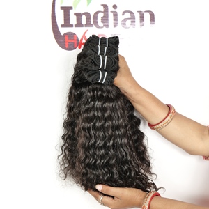 Cuticle Aligned Natural Wholesale Bundles Raw Hair <b>Curly</b> Virgin Black Women Indian Temple Single Donor Human Hair <b>Extensions</b> - Product Image 1