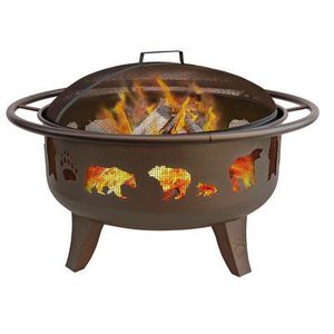 Decorative cast iron <b>fire</b> <b>pit</b> bowl with handles for easy carrying ideal for <b>camping</b> outdoor heating and grilling - Product Image 3