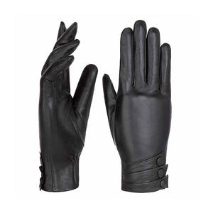 Navy blue lambskin dress gloves for men designed for professional winter wear <b>outfits</b> and evening formal appearances - Product Image 2