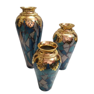 แจกันดอกไม้ทองเหลืองพิมพ์ลายเคลือบสำหรับตกแต่งบ้านวัสดุทองเหลืองสไตล์แจกันดอกไม้สำหรับตกแต่งจำนวนมาก - Product Image 4