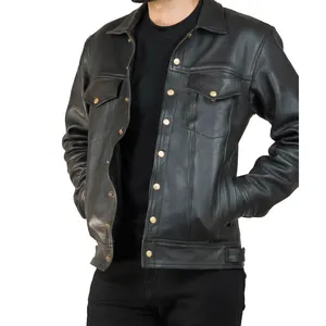 Men's leather jackets for men 2023 genuine leather jacket for men stylish leather black button jacket