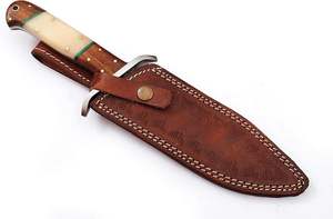 Couteau de chasse à lame en acier Damas personnalisé de qualité supérieure Fourreau en cuir à lame fixe supporté par OEM Garantie de 3 ans pour l'extérieur - Product Image 6