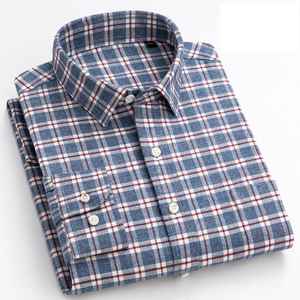 Camisas de franela de algodón 100% para hombres, hechas a medida con diseño de logotipo, camisas de cuadros de tela de punto teñidas con hilo de manga larga de 210 gramos - Product Image 2