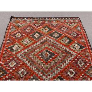 Tapis turc Kilim 4,9 x 8,6 pieds, tapis vintage rouge uni en laine - Product Image 4